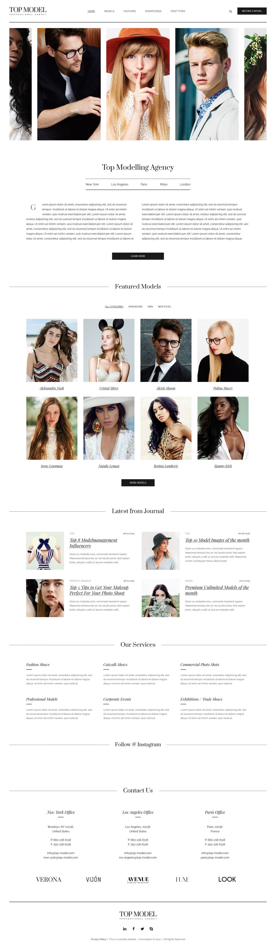 WordPress template ThemeForest Top Model