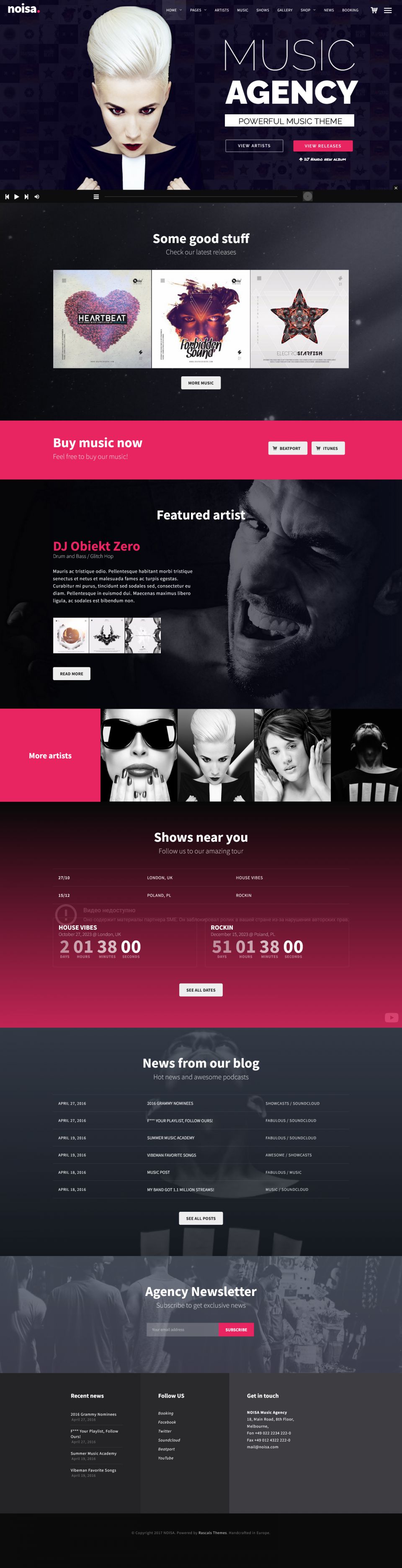 WordPress template ThemeForest Noisa