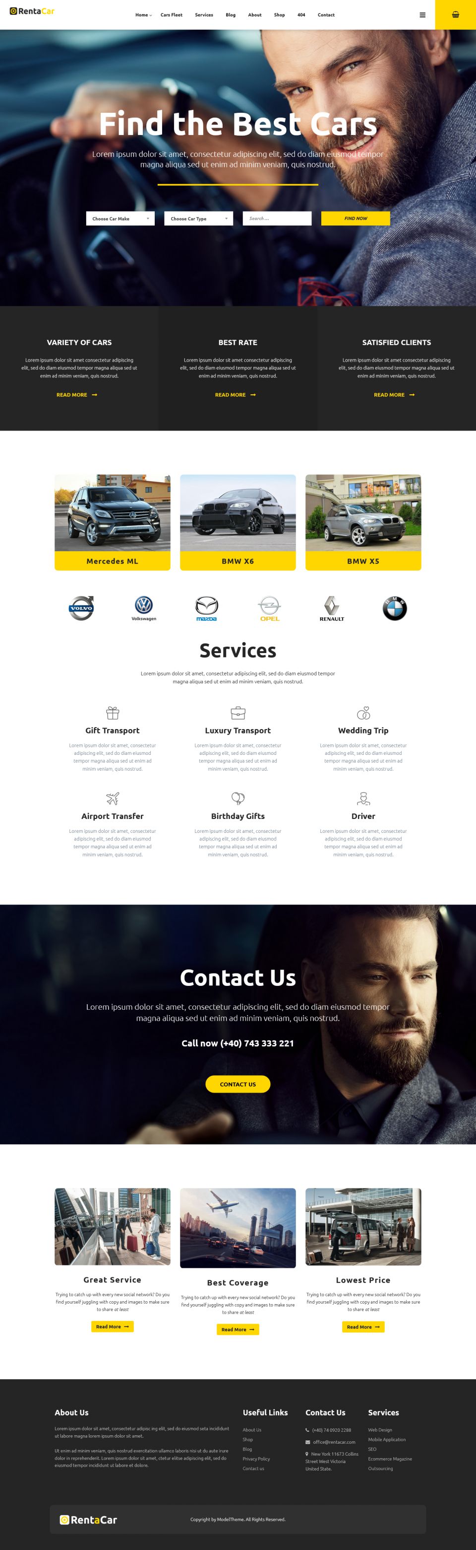 WordPress template ThemeForest Rentacar