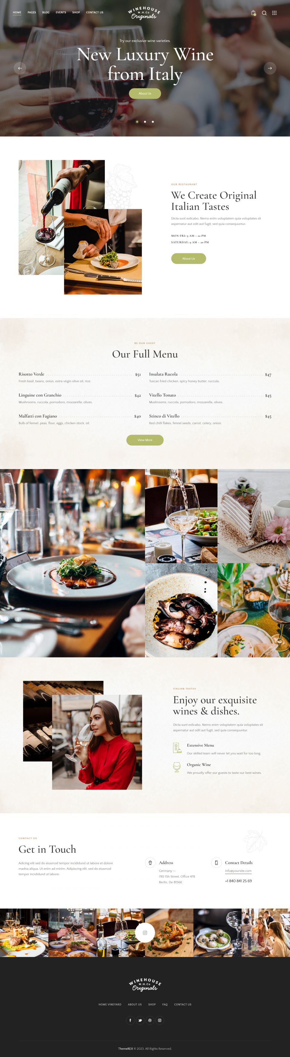 WordPress template ThemeForest Wine House