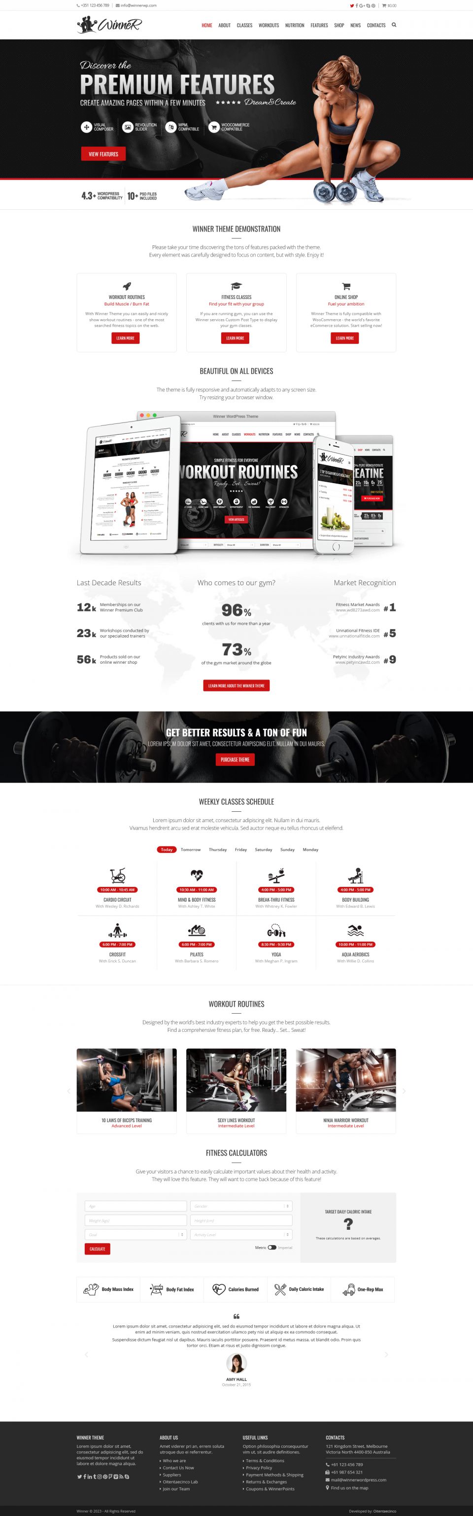 WordPress template ThemeForest Winner