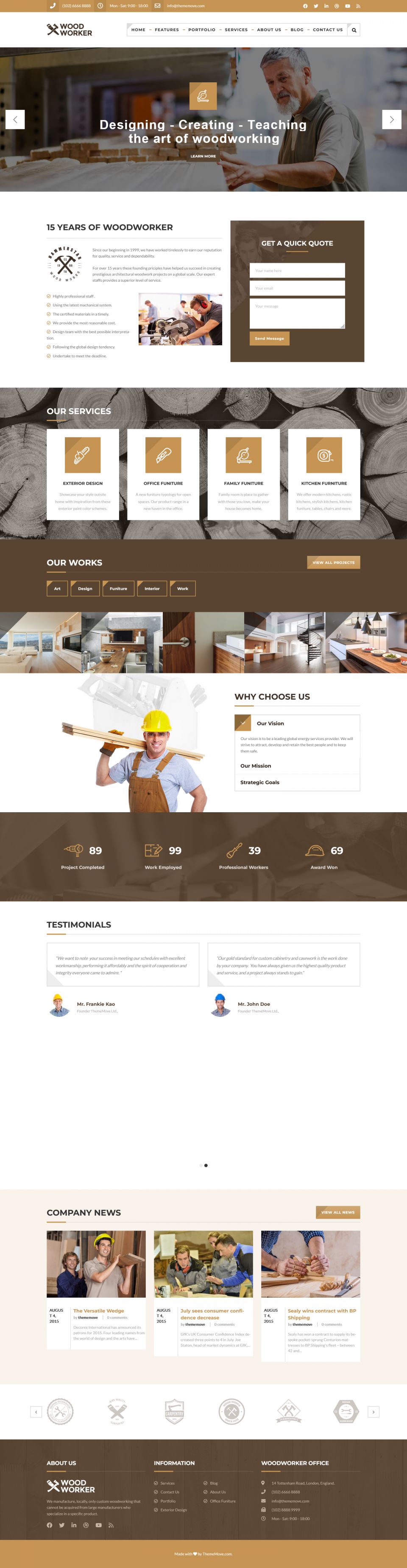 WordPress template ThemeForest WoodWorker