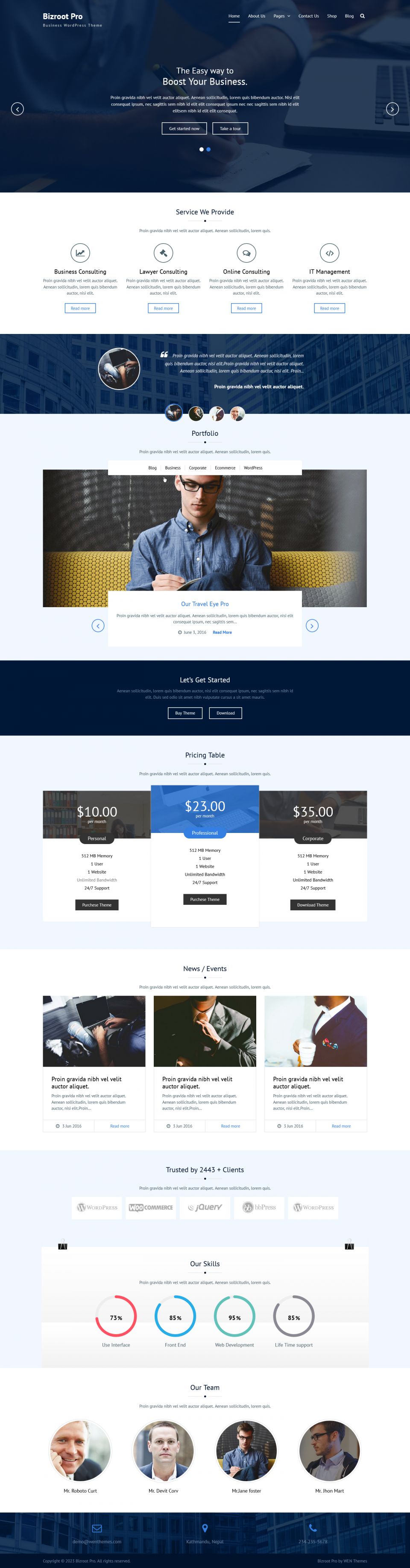 WordPress template Theme Palace Bizroot Pro