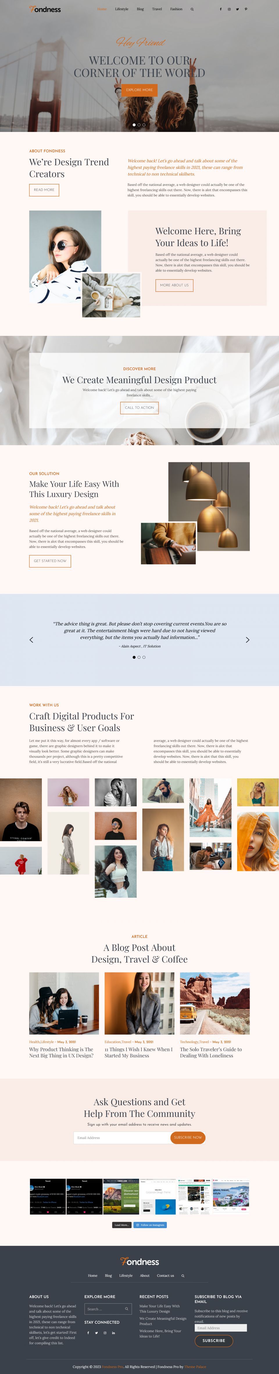 WordPress template Theme Palace Fondness Pro