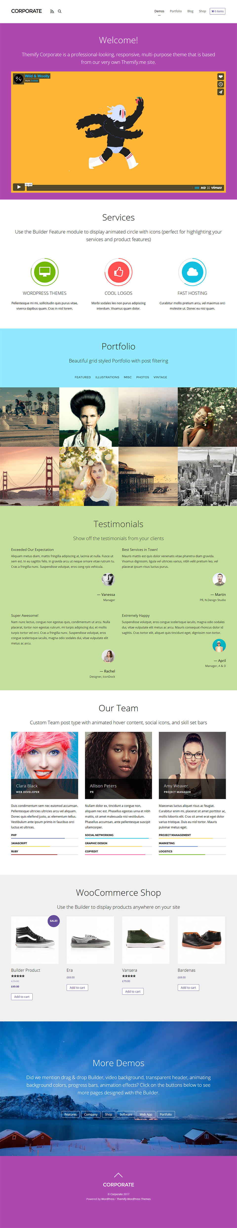 WordPress template Themify Corporate