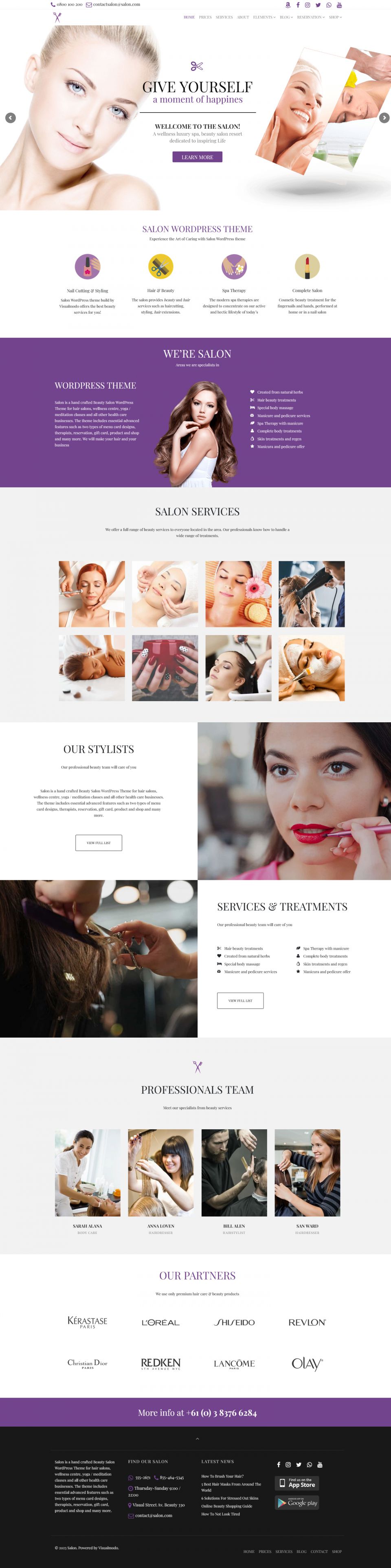 WordPress template Visualmodo Salon