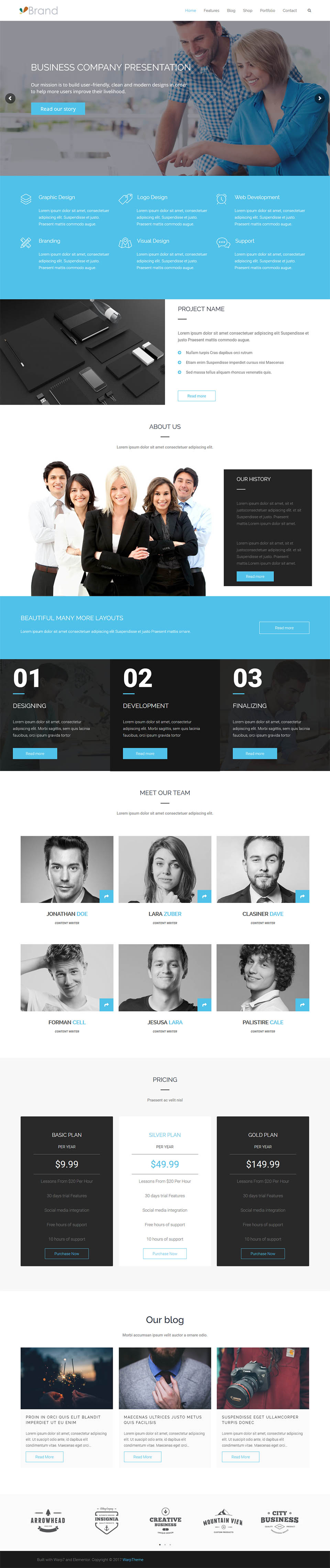 WordPress template WarpTheme Brand Pro