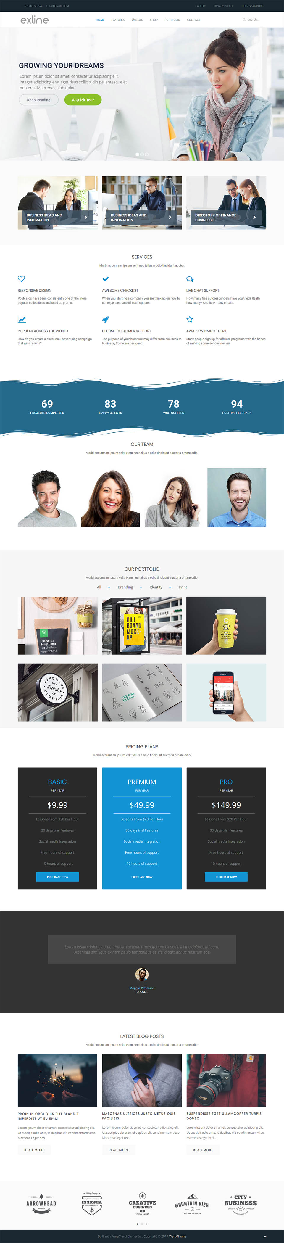 WordPress template WarpTheme Exline Pro