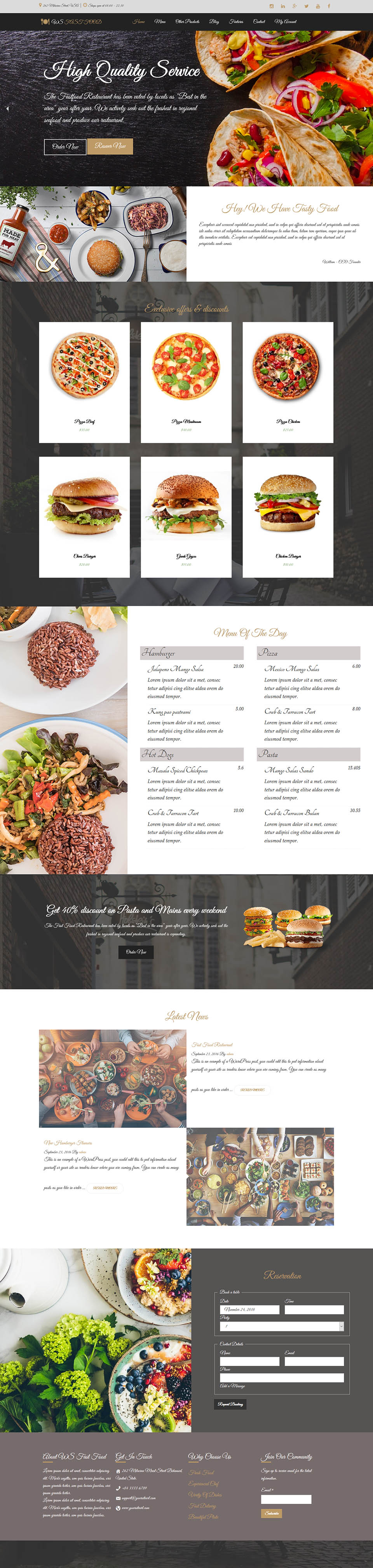 WordPress template WooSkins Fast Food