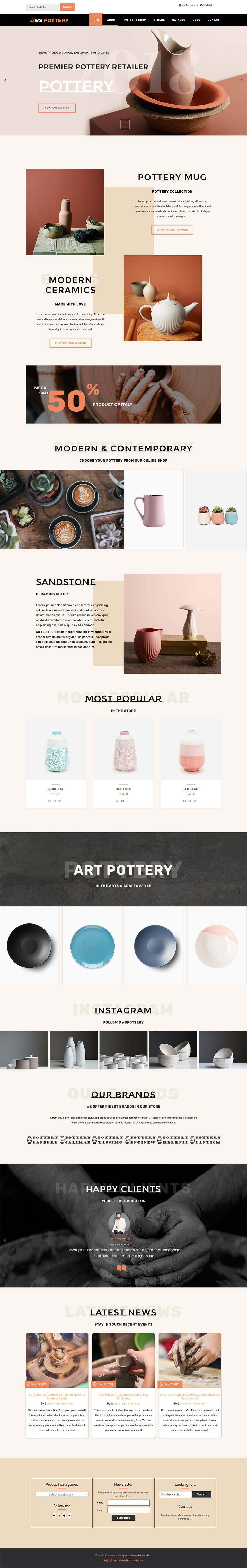 WordPress template WooSkins Pottery