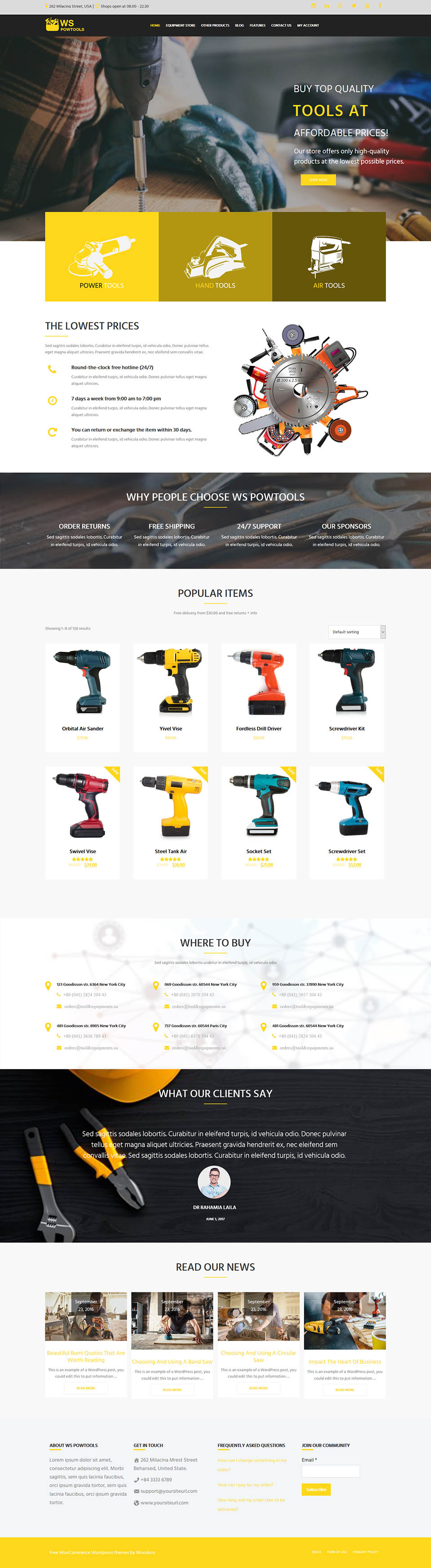 WordPress template WooSkins PowTools