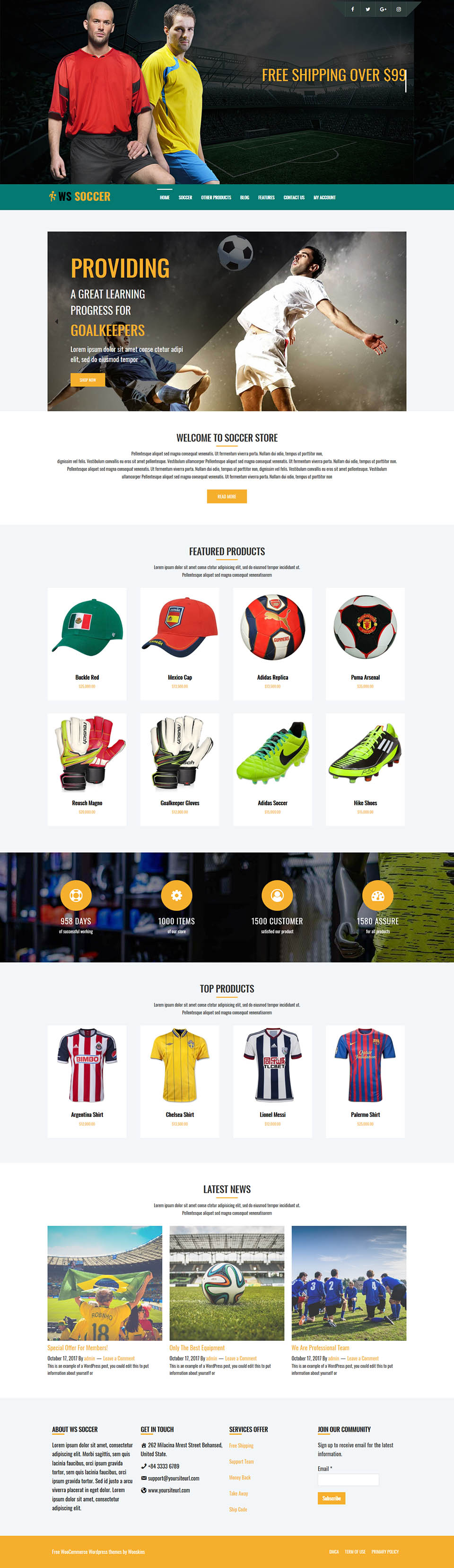 WordPress template WooSkins Soccer