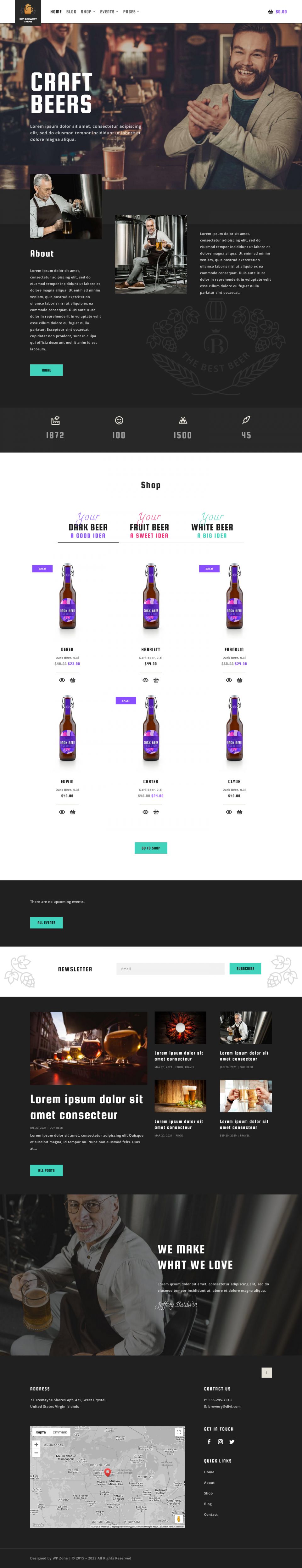 WordPress template WP Zone Divi Brewery