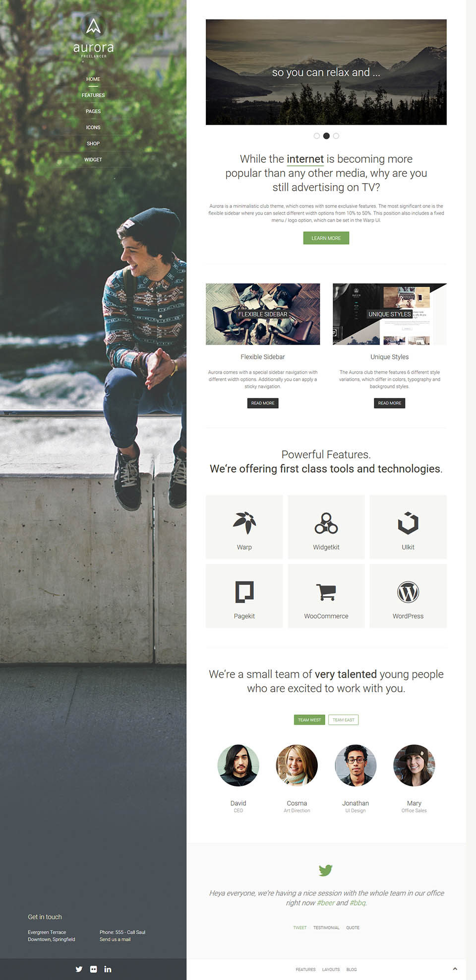 WordPress template YOOtheme Aurora