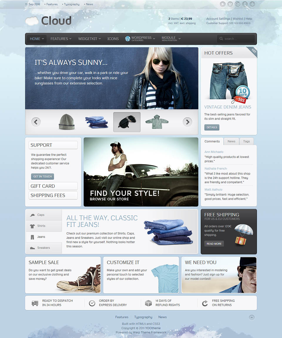 WordPress template YOOtheme Cloud