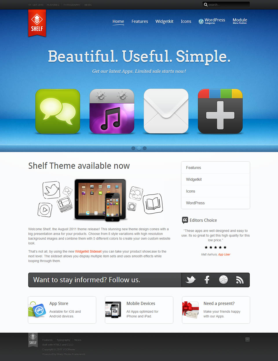 WordPress template YOOtheme Shelf