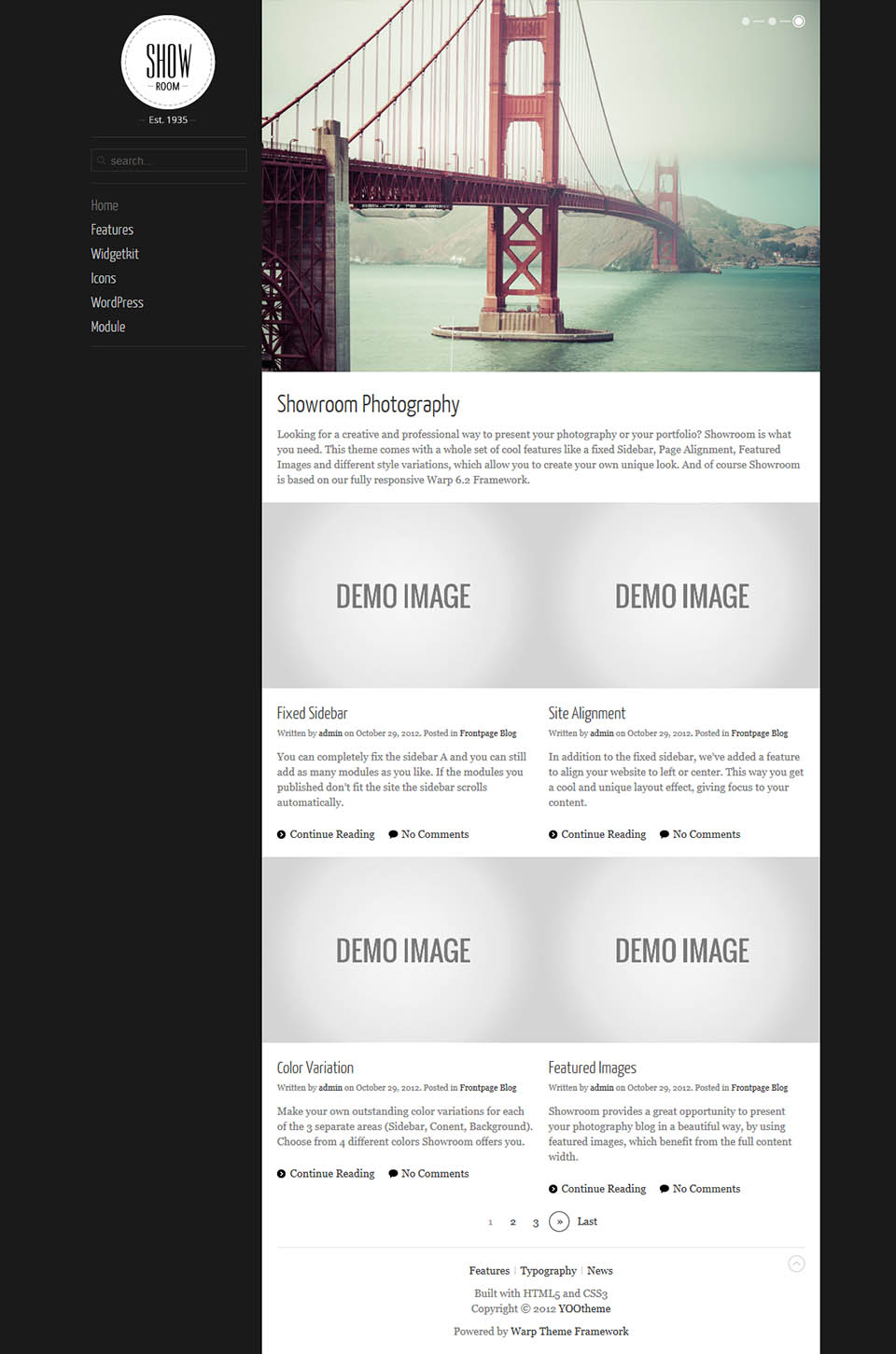 WordPress template YOOtheme Showroom