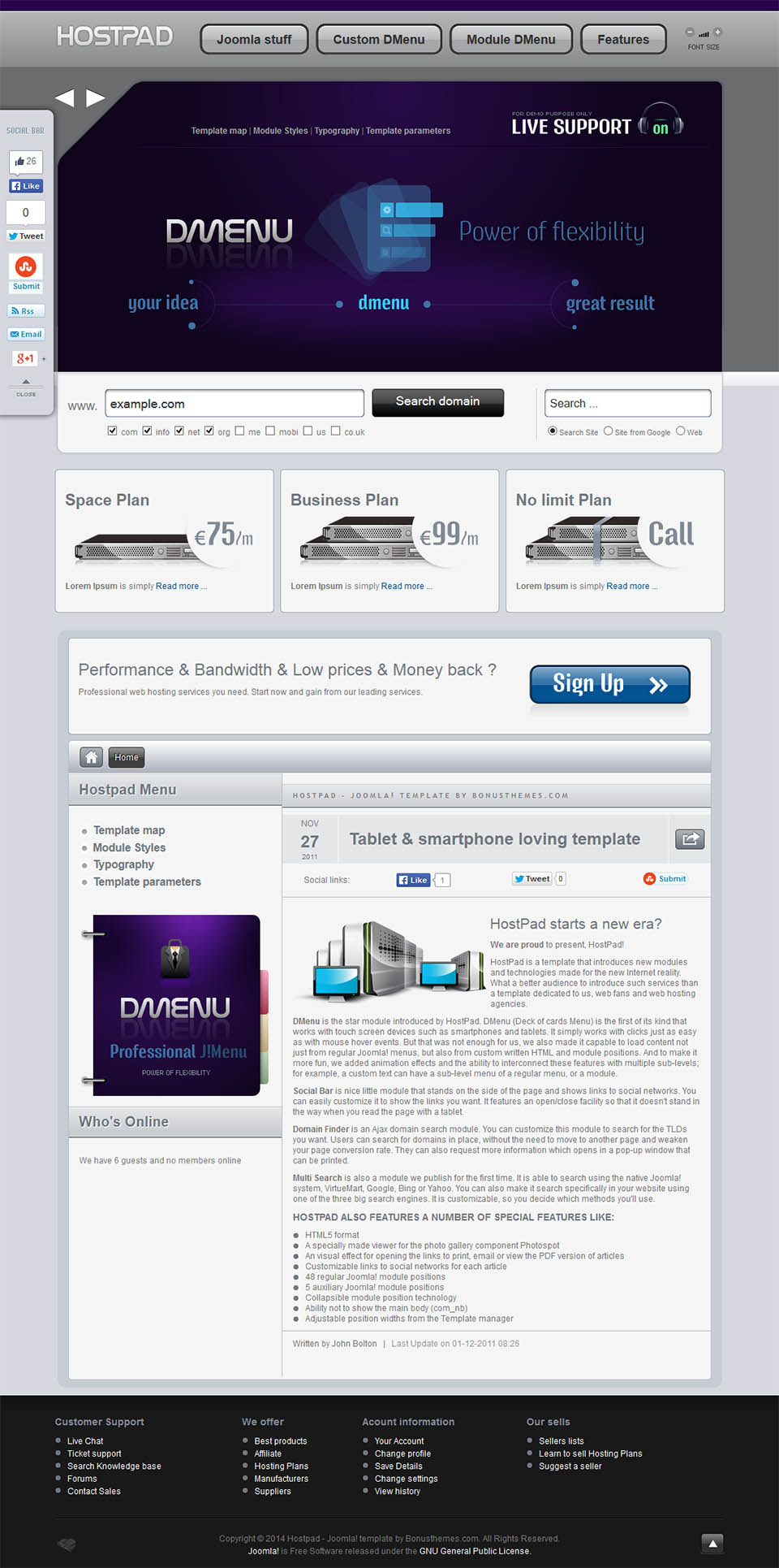 Joomla template BonusThemes HostPad