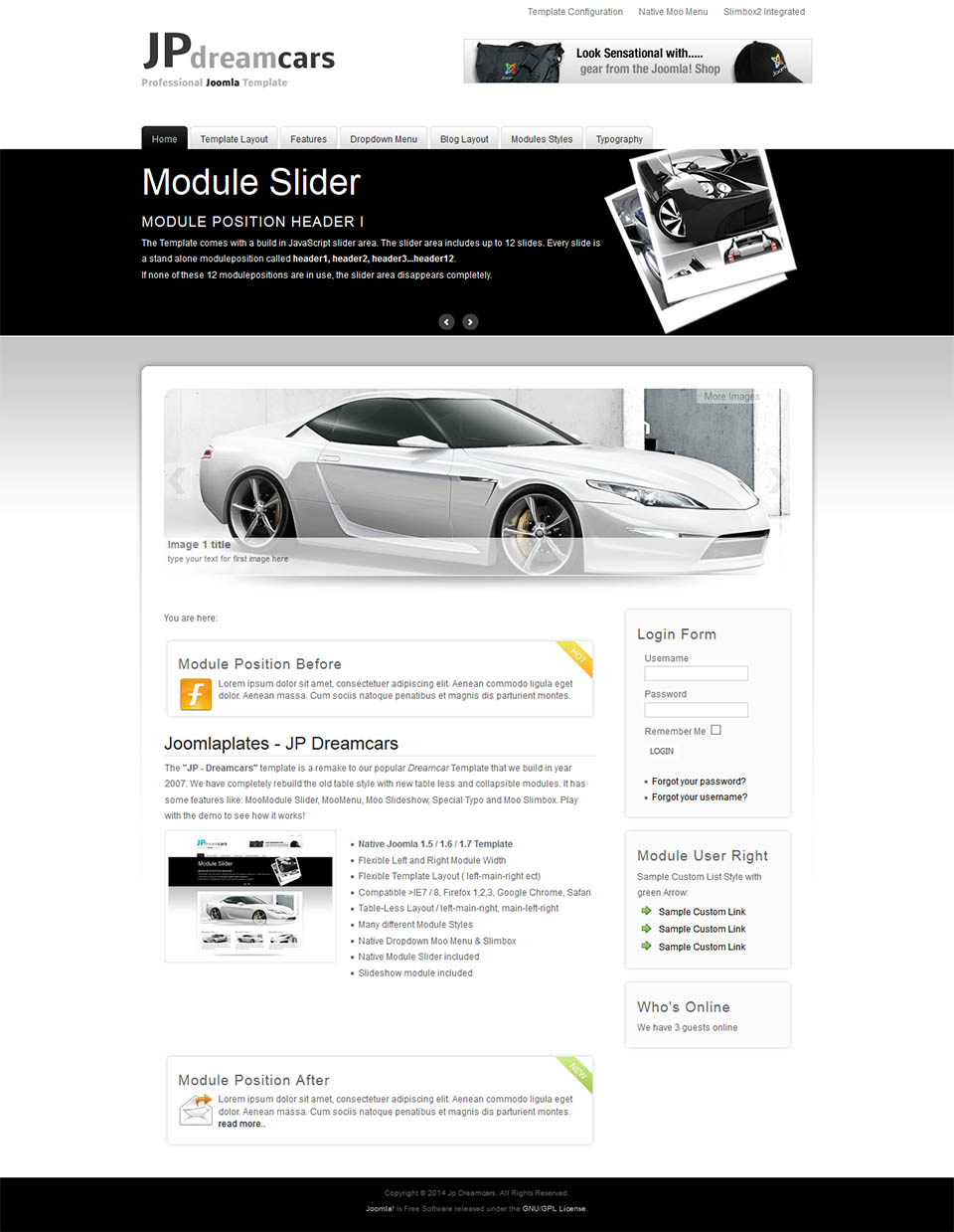 Joomla template JoomlaPlates Dreamcars