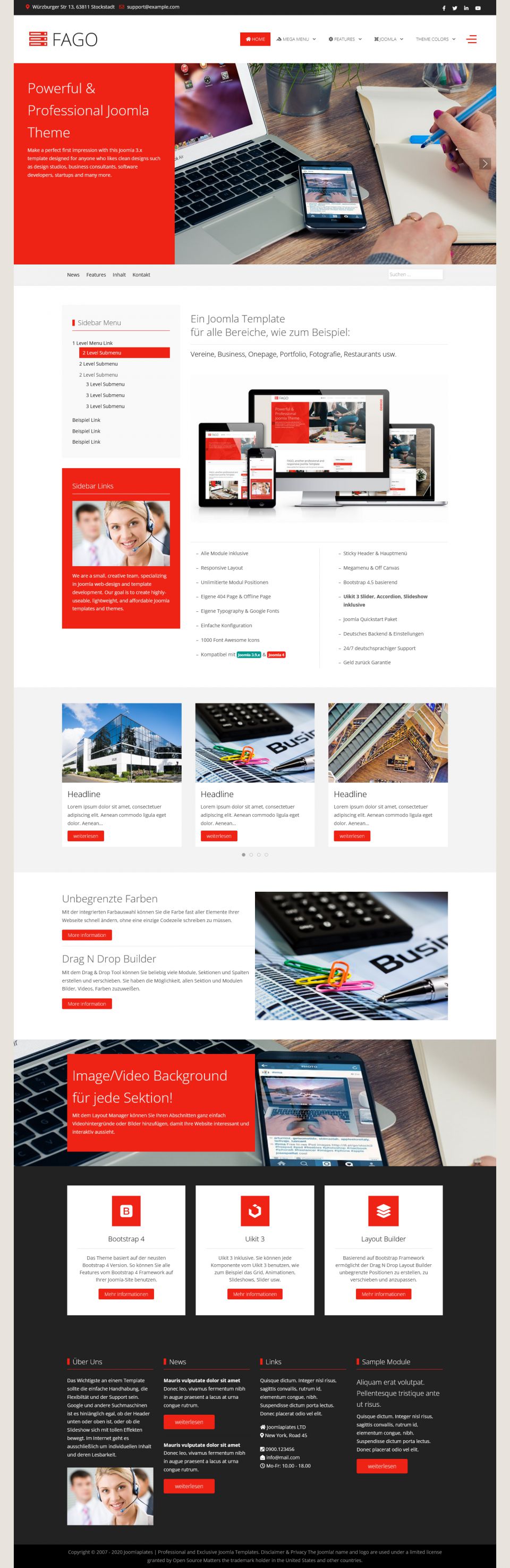 Joomla template JoomlaPlates Fago