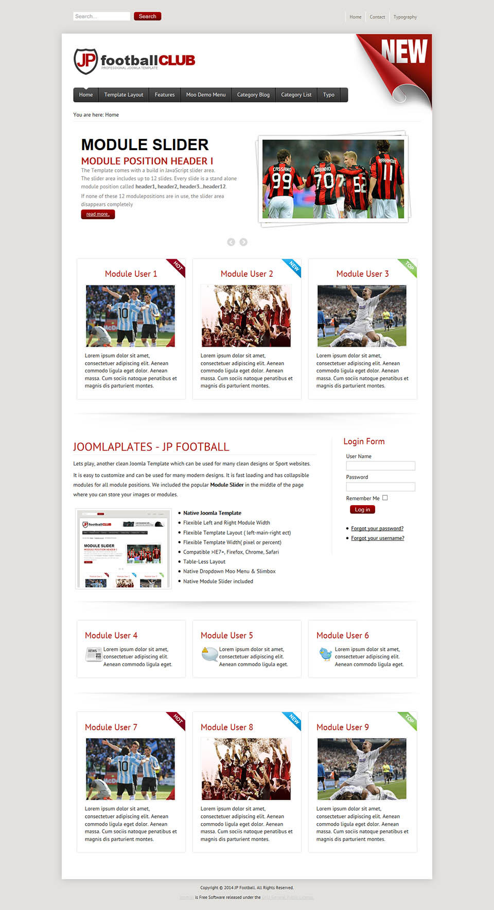 Joomla template JoomlaPlates Football