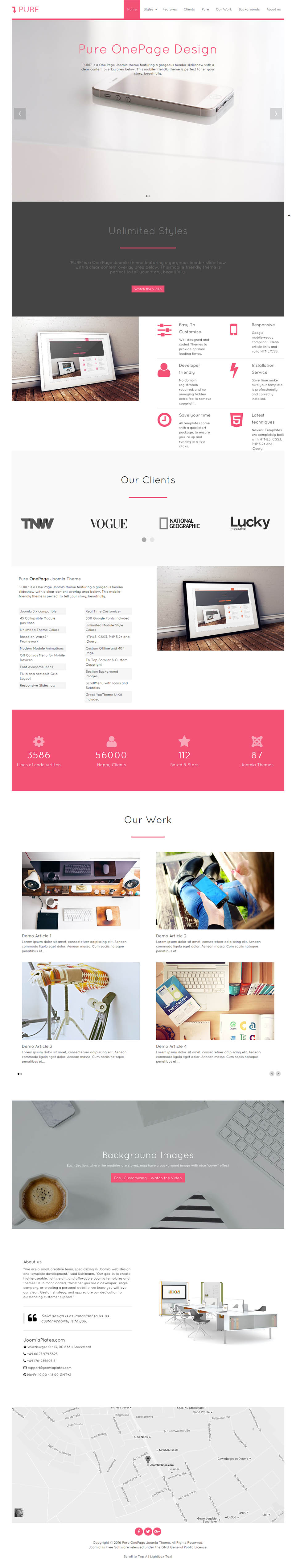 JoomlaPlates Pure v1.0.002 - landing page template hi-tech company for ...