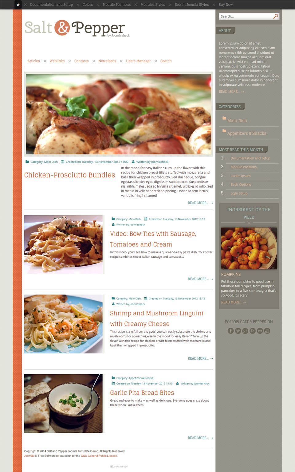 Joomla template JoomlaShack Salt & Pepper