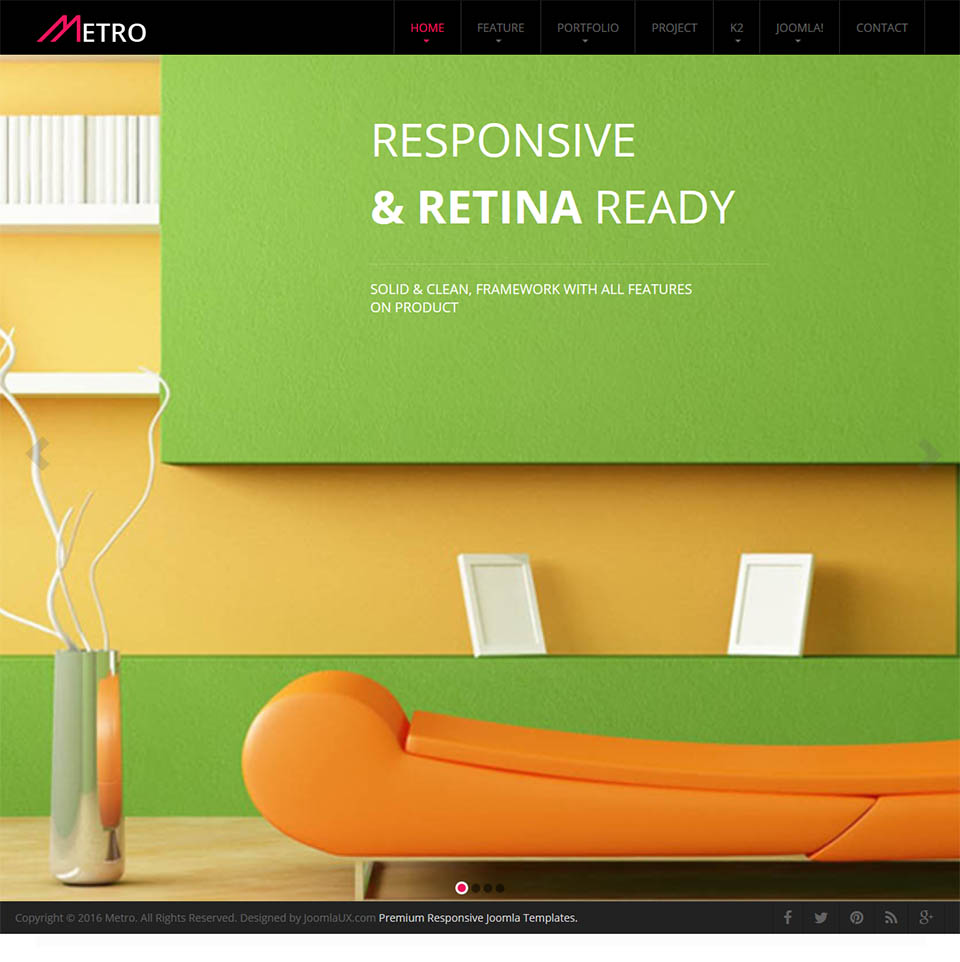 Joomla template JoomlaUX Metro