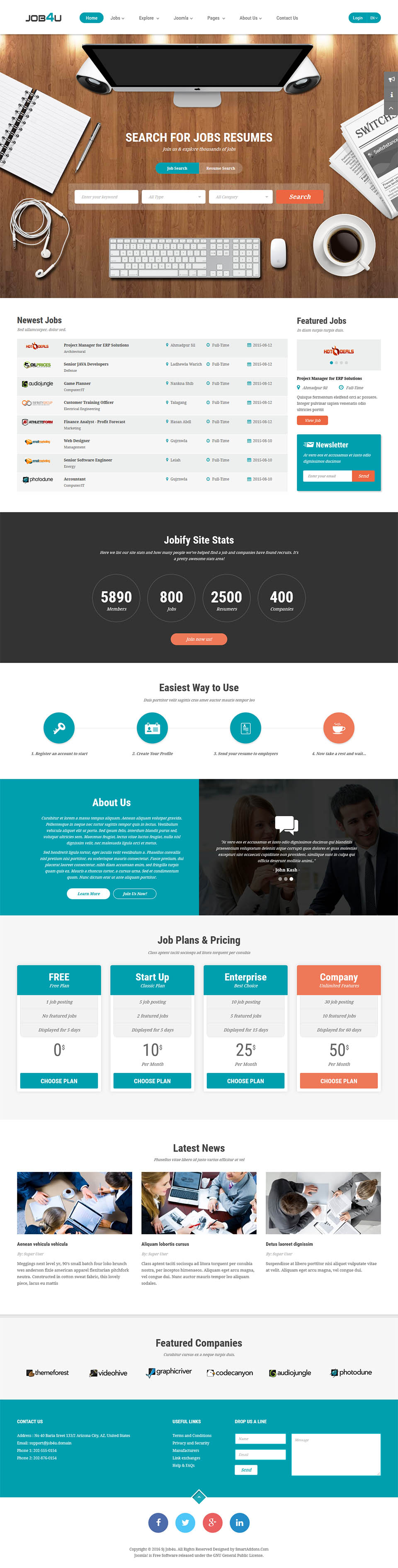 Joomla template SmartAddons Job4u