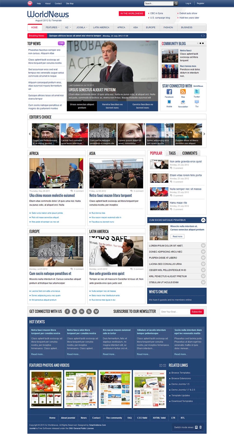 Joomla template SmartAddons WorldNews