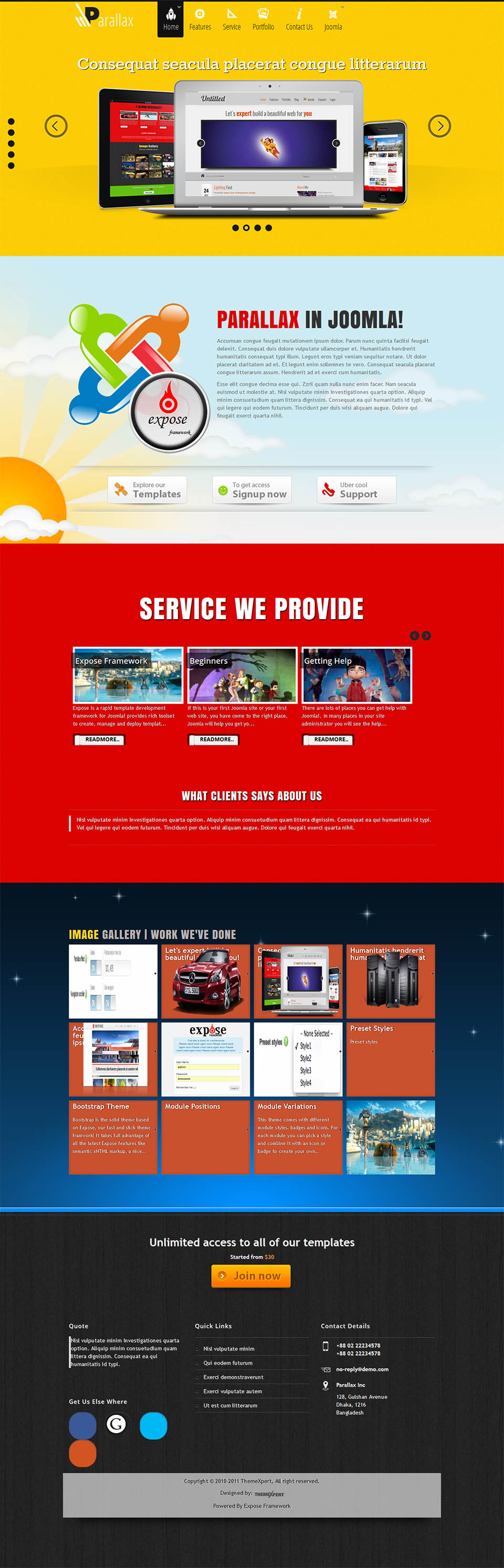 Joomla template ThemeXpert Parallax