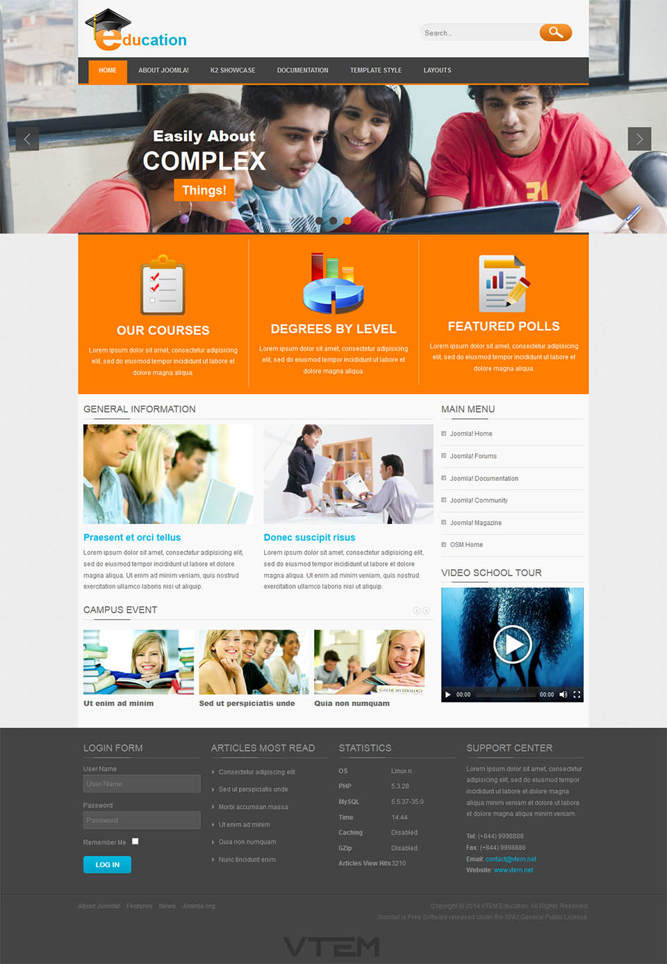 Joomla template Vtem Education