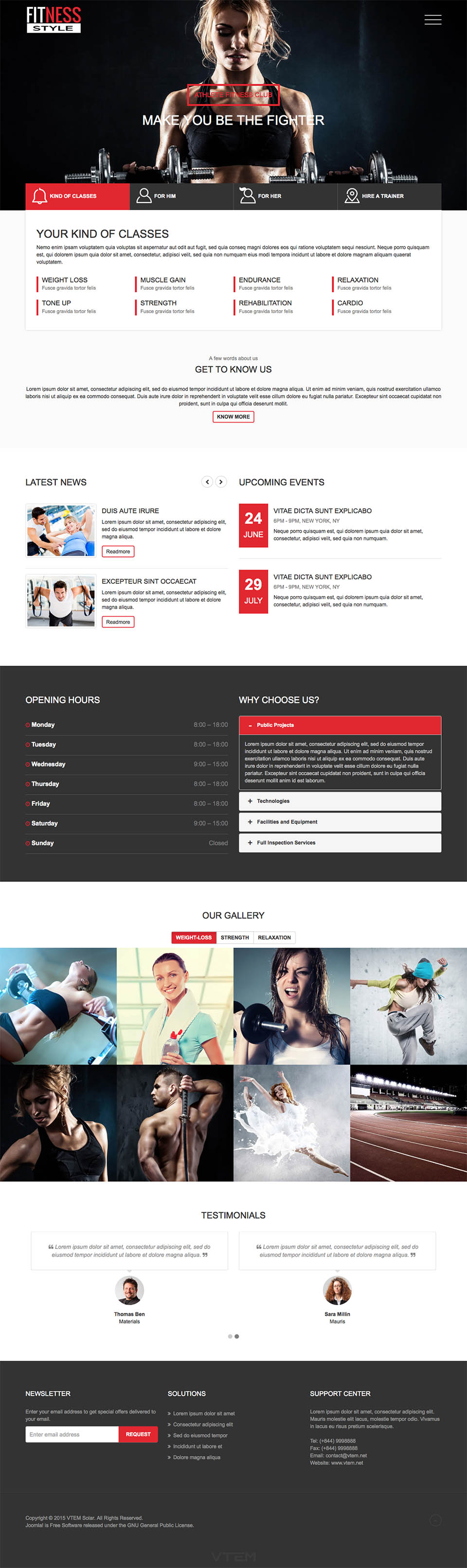 Joomla template Vtem Fitness