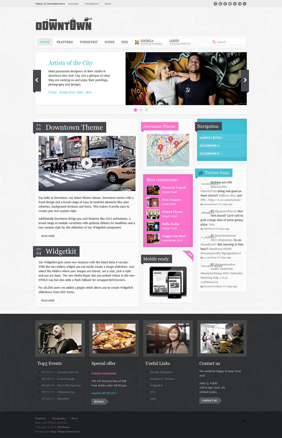 Joomla template YOOtheme Downtown