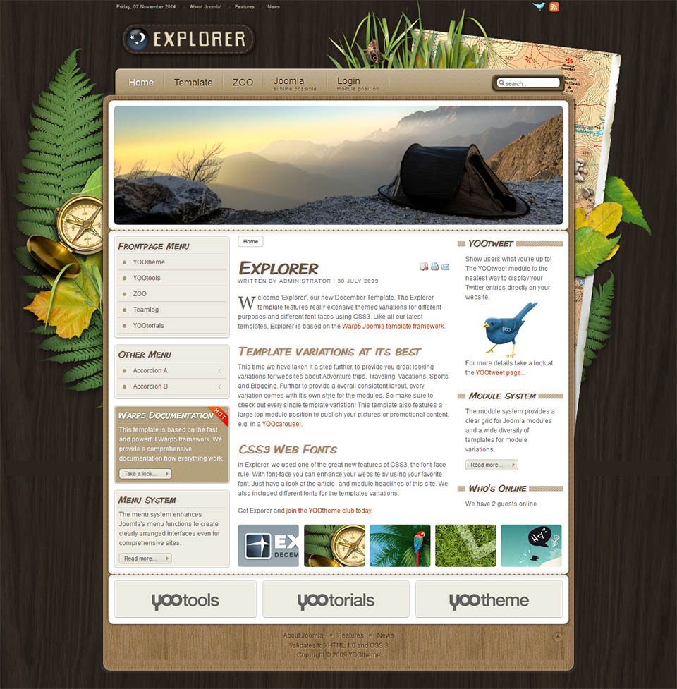 Joomla template YOOtheme Explorer