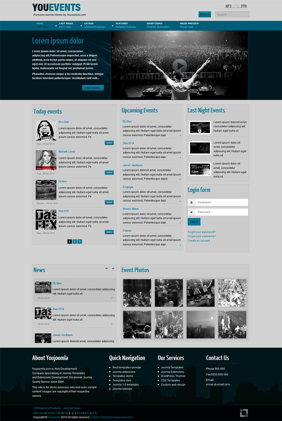 Joomla template YouJoomla YouEvents